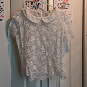 🤍 White Lace Peter Pan Shirt